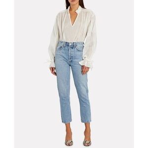 AGOLDE Riley Renewal Light Wash High Rise Cropped Straight Leg Jeans Size 25